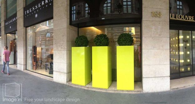 Jardinière colonne IMAGE'IN ICH fabriqué sur mesure, en France, en fibre ciment, couleur au choix.