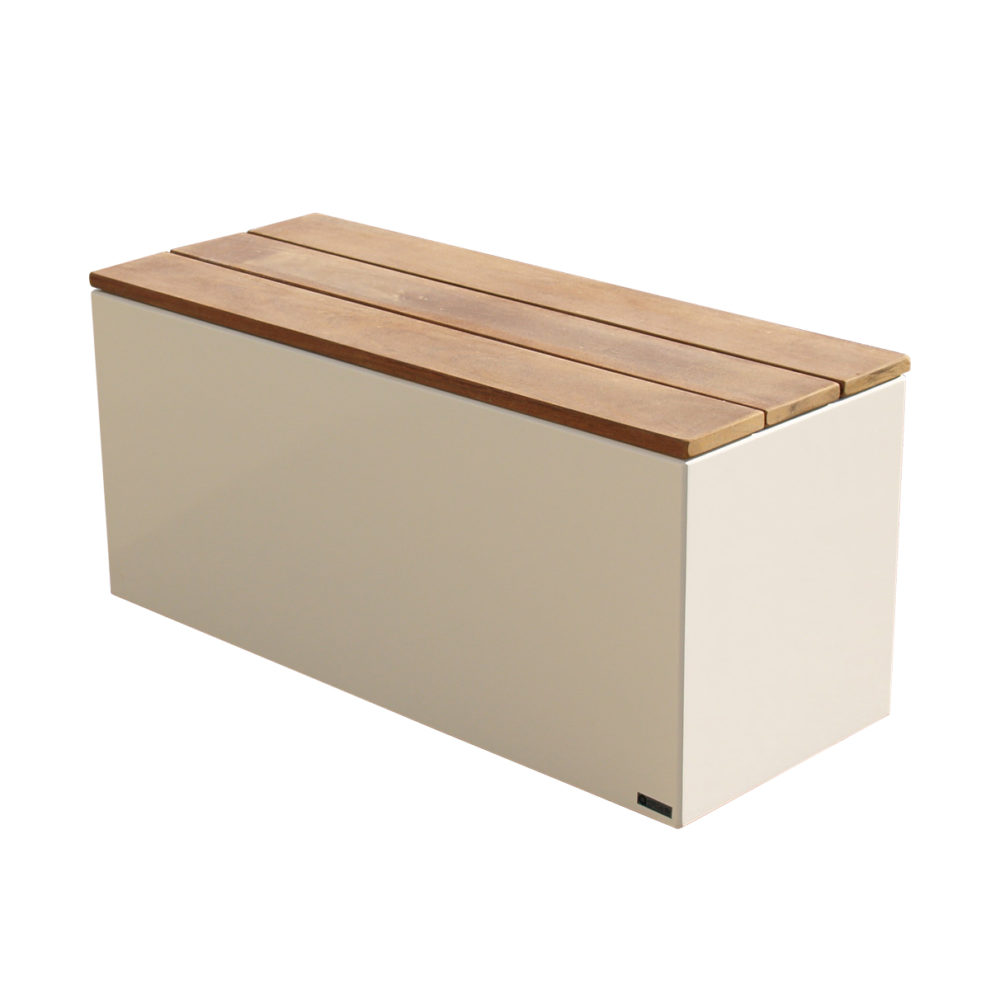 IMAGE'IN - Coffre Banc lames bois en recouvrement