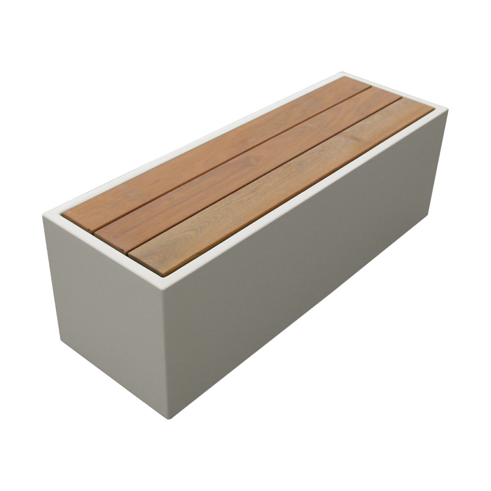 IMAGE'IN - Coffre banc lames bois longitudinales encastrées