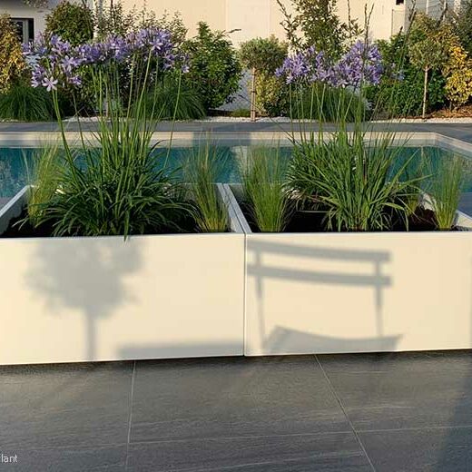 Jardinières basses IMAGE'IN en fibre ciment, fabriquées en France et sur mesure