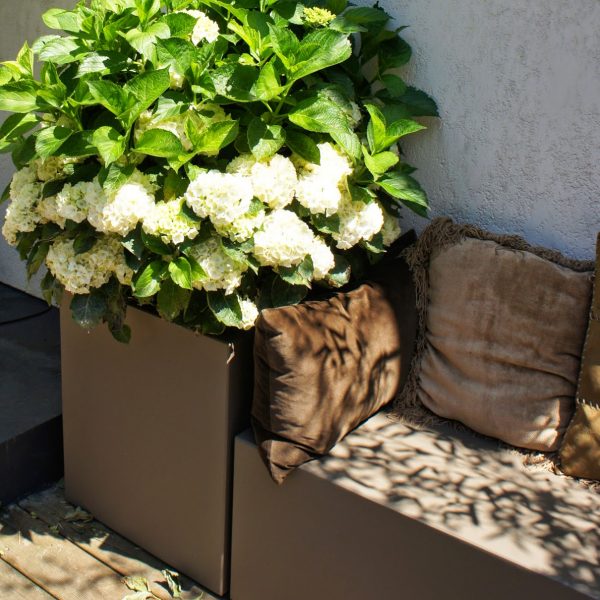 BacetBancR2L jardinière carrée IMAGE'IN couleur taupe