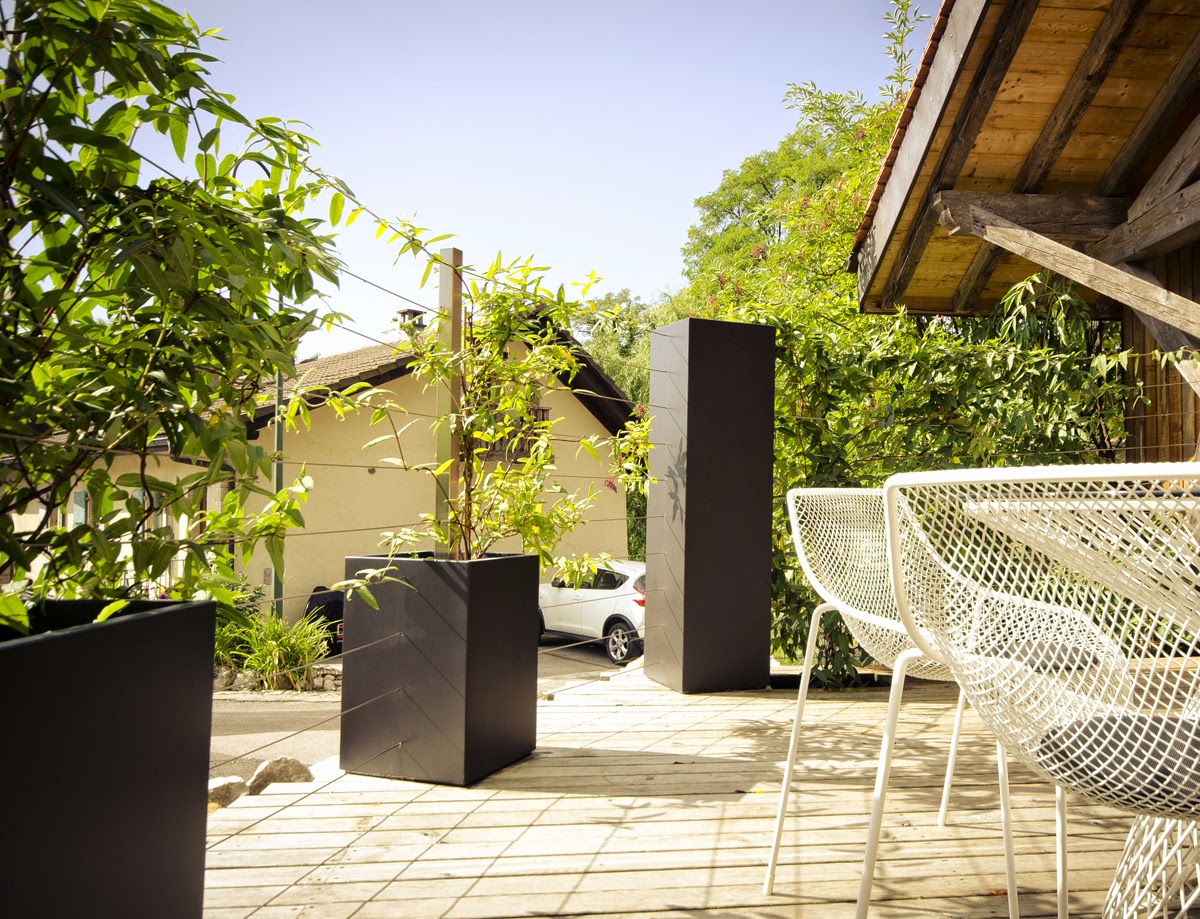 IMAGE'IN Pots avec câbles / treillis pour plantes grimpantes en Brise vue