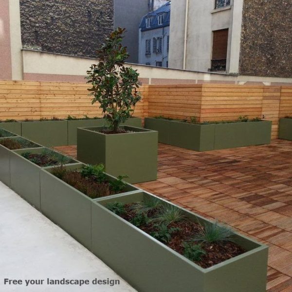 IMAGE'IN Ensemble de grandes Jardinières fabriquées en france, en fibre ciment et sur-mesure