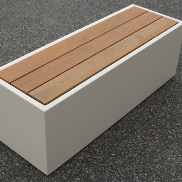 Coffre de jardin IMAGE’IN couvercle bois encastré lames longitudinales