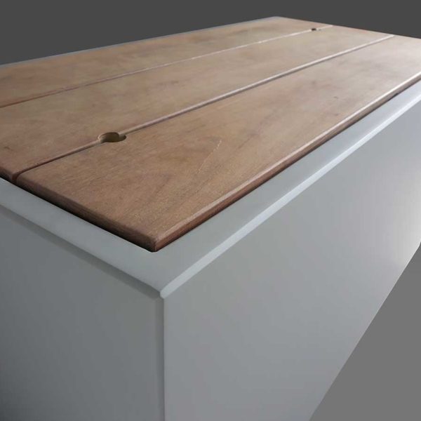 Coffre de jardin IMAGE’IN couvercle bois encastré avec perfo de préhension