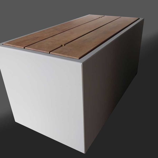 ICoffre de jardin IMAGE’IN couvercle bois encastré avec perfo de préhension