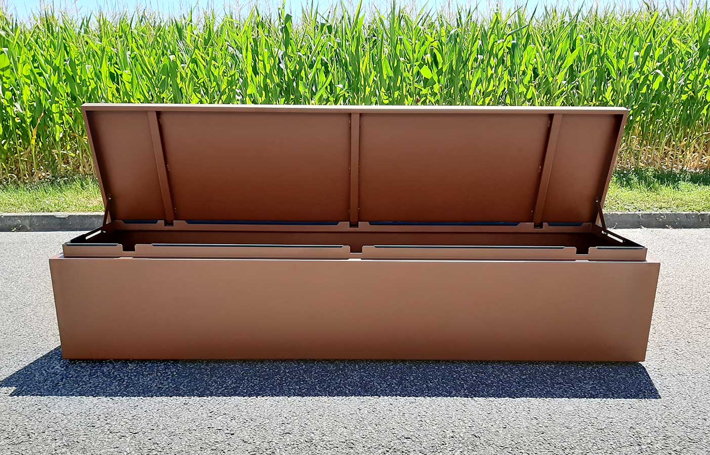 Grand coffre de jardin étanche STEELAB - Banc et Rangement d'extérieur