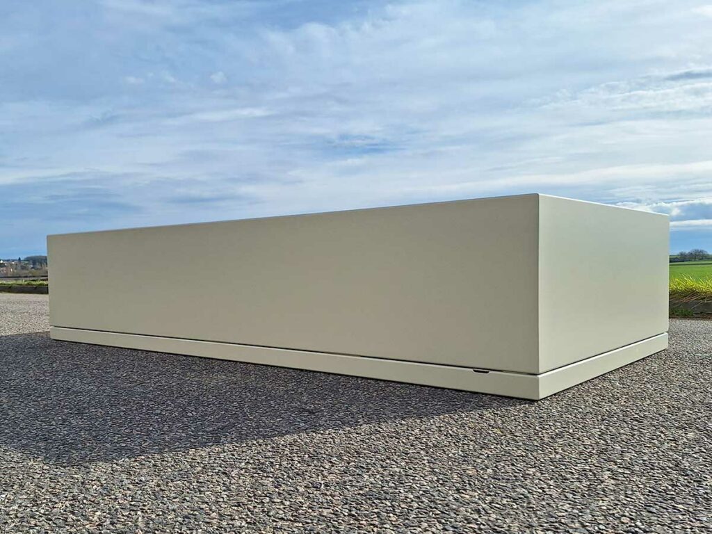 Jardinière STEELAB SAR en aluminium soudé avec assiette de réserve d'eau intégrée