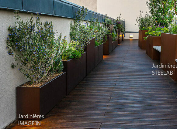 Association Jardinieres IMAGE’IN et STEELAB SAS Opéra Victoire R Association jardinières IMAGE'IN en fibre-ciment et STEELAB en Aluminium