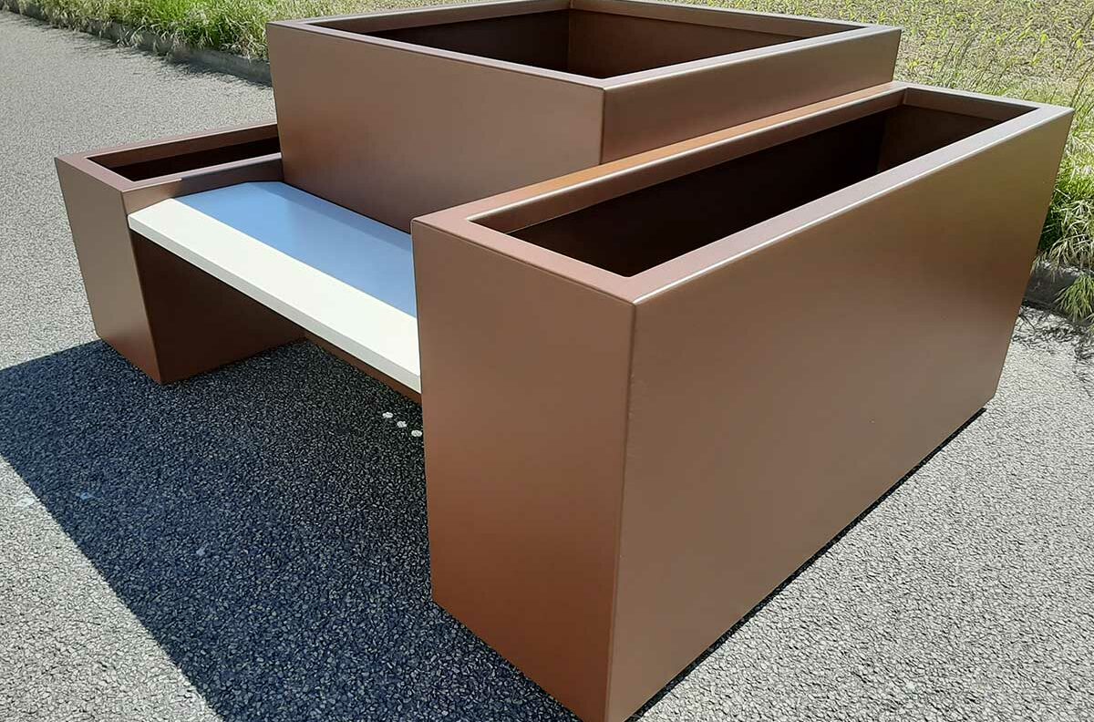 Ensemble jardinières et banc STEELAB
