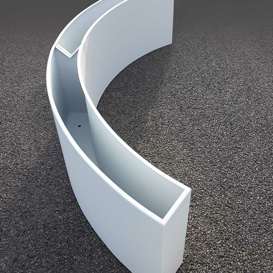 Grande jardinière en linéaire courbe STEELAB SAS-L