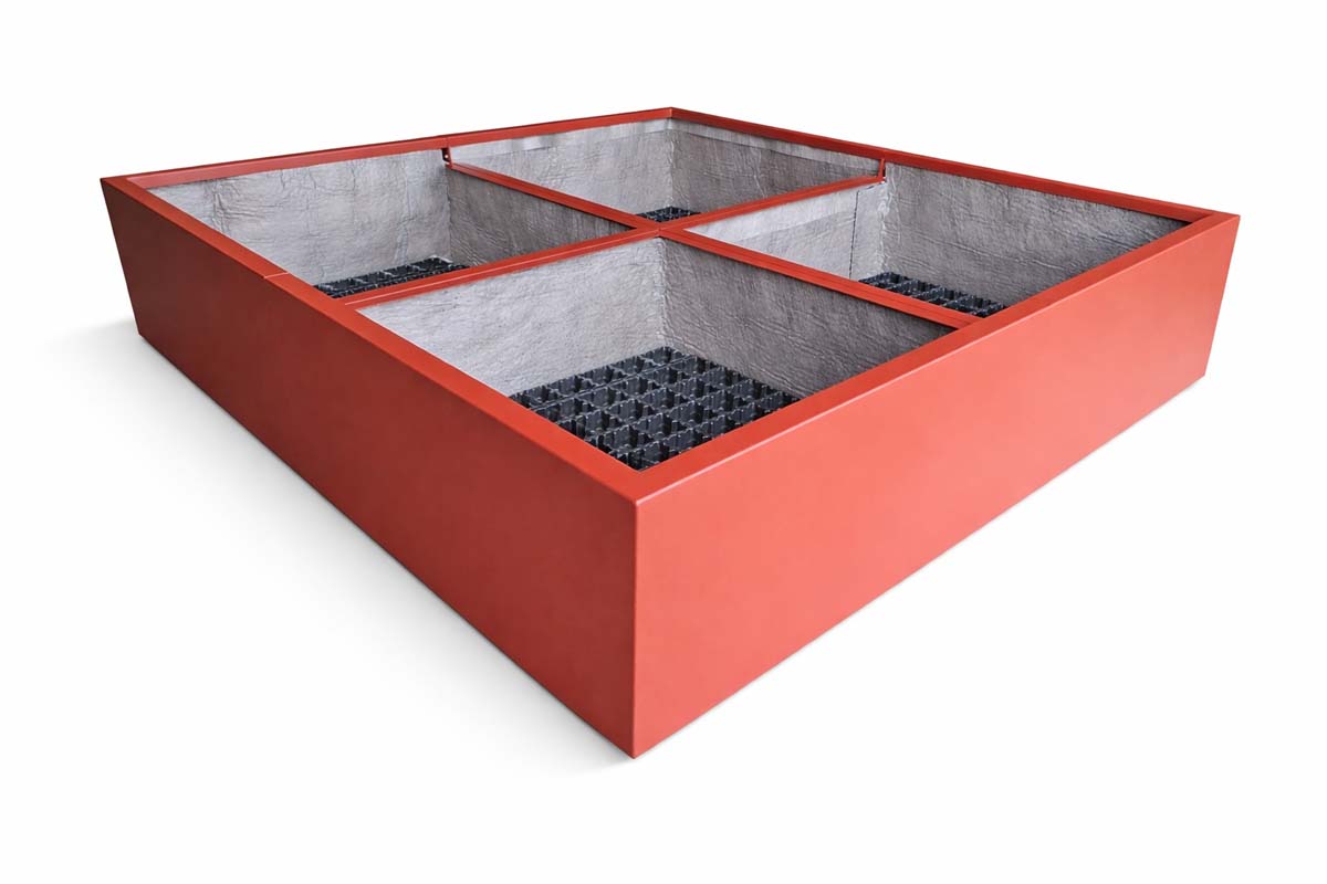 très grande jardinière STEELAB-E en 4 modules d'angle