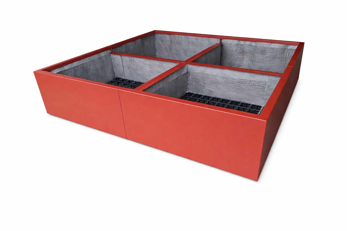 grande jardinière XXL sur mesure STEELAB-E en 4 modules d'angle