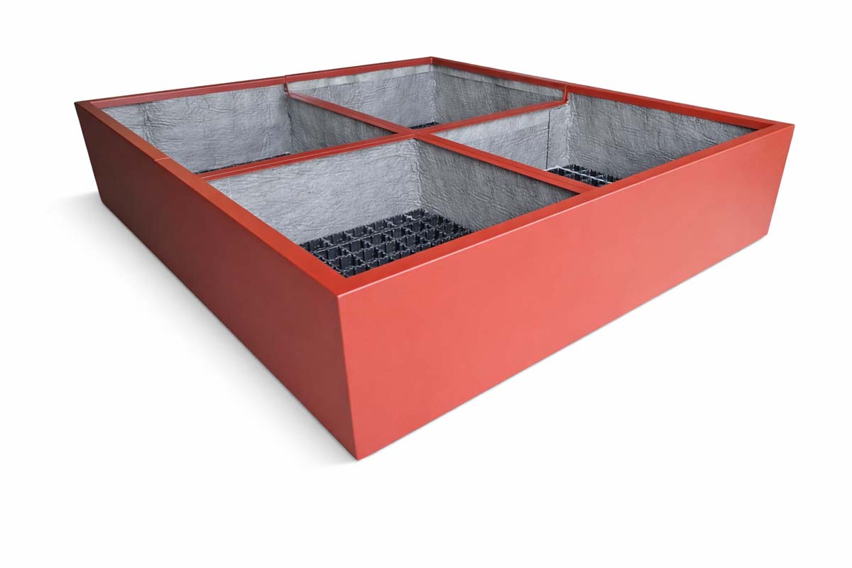 grande jardinière aluminium sur mesure STEELAB-E en 4 modules d'angle
